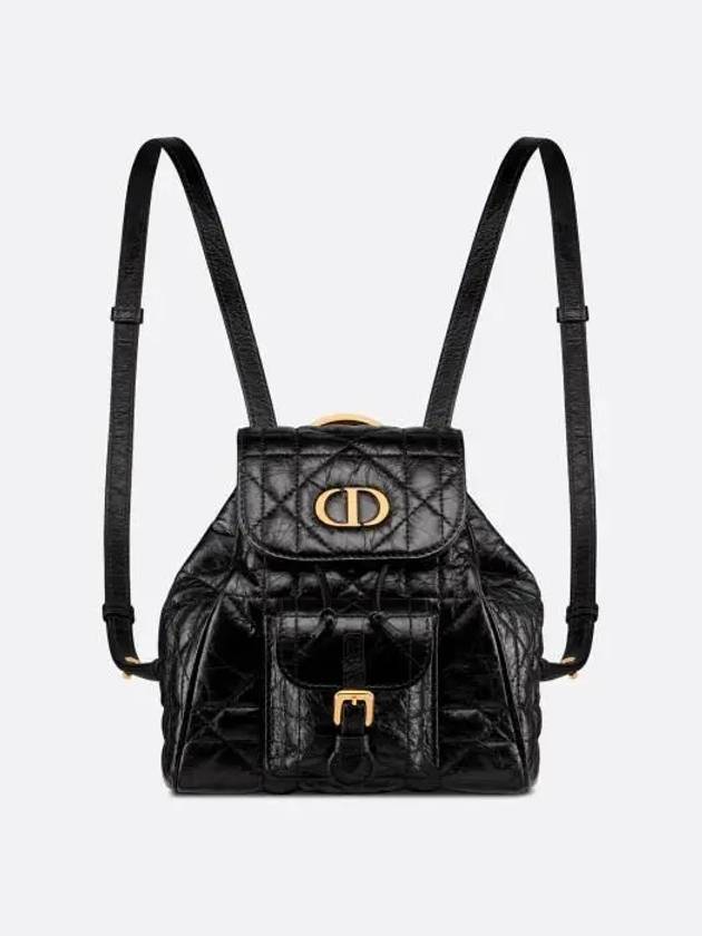 Caro Macrocannage Small Crinkle Calfskin Backpack Black - DIOR - BALAAN 2