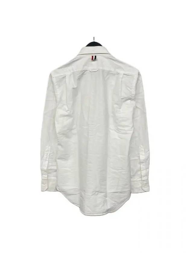 Oxford Grosgrain Placket Cotton Long Sleeve Shirt White - THOM BROWNE - BALAAN 3