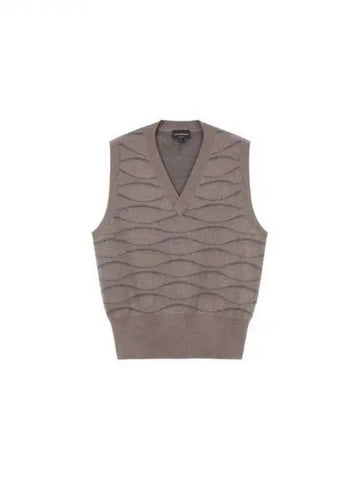 Minho PICK Men s Hair Patterned Vest Dark Brown 270132 - EMPORIO ARMANI - BALAAN 1