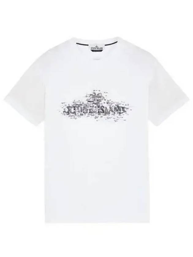 Institutional Two Print Short Sleeve T-Shirt White - STONE ISLAND - BALAAN 2