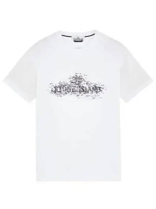 Institutional Two Print Short Sleeve T-Shirt White - STONE ISLAND - BALAAN 2