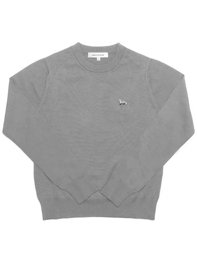 Women's Baby Fox Patch Regular Knit Top Medium Grey Melange - MAISON KITSUNE - BALAAN 5