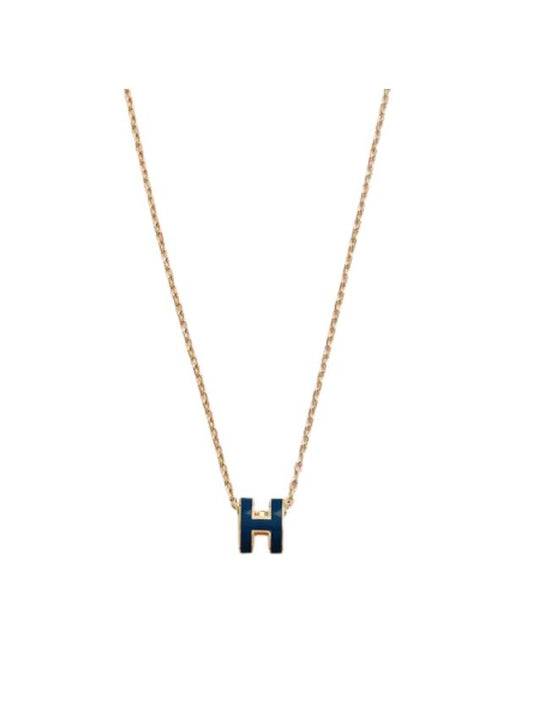 Mini Pop H Pendant Necklace Gold Bleu Saphir - HERMES - BALAAN 1