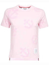 Women's Anchor Logo Round Short Sleeve T-Shirt Pink - THOM BROWNE - BALAAN 1