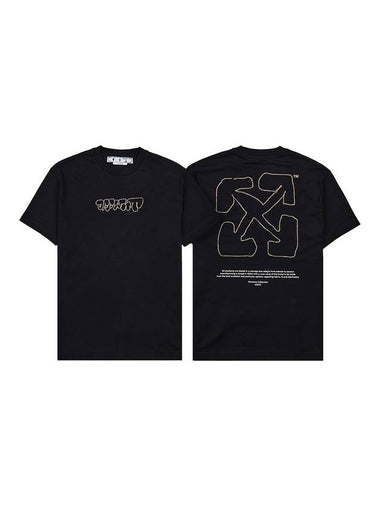 Sketch Logo Cotton Short Sleeve T-Shirt Black - OFF WHITE - BALAAN 1