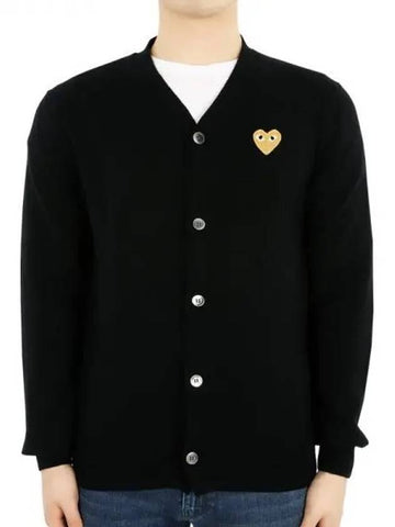 Men s Yellow Heart Patch Cardigan Black P1 N050 271403 1062785 - COMME DES GARCONS - BALAAN 1