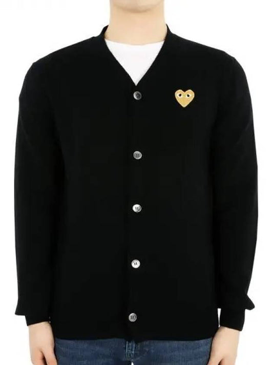 Men s Yellow Heart Patch Cardigan Black P1 N050 1062785 - COMME DES GARCONS - BALAAN 1