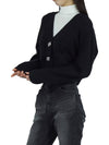 butterfly button alpaca wool cardigan black - GANNI - BALAAN 6