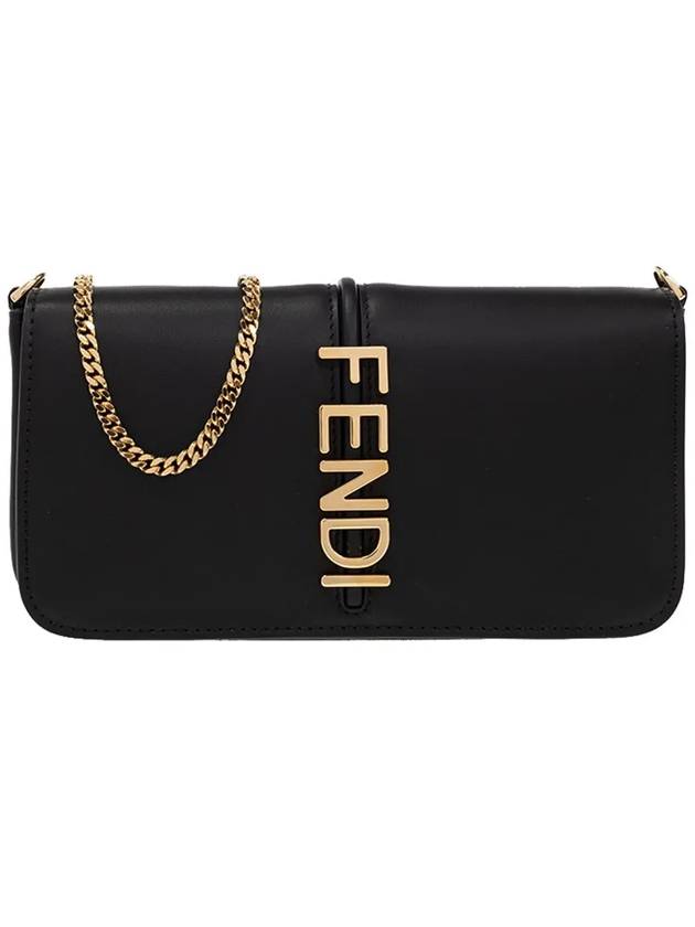 Graphy Chain Leather Long Wallet Black - FENDI - BALAAN 2