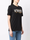 Gold Chain Logo Short Sleeve T-Shirt Black - VERSACE - BALAAN.