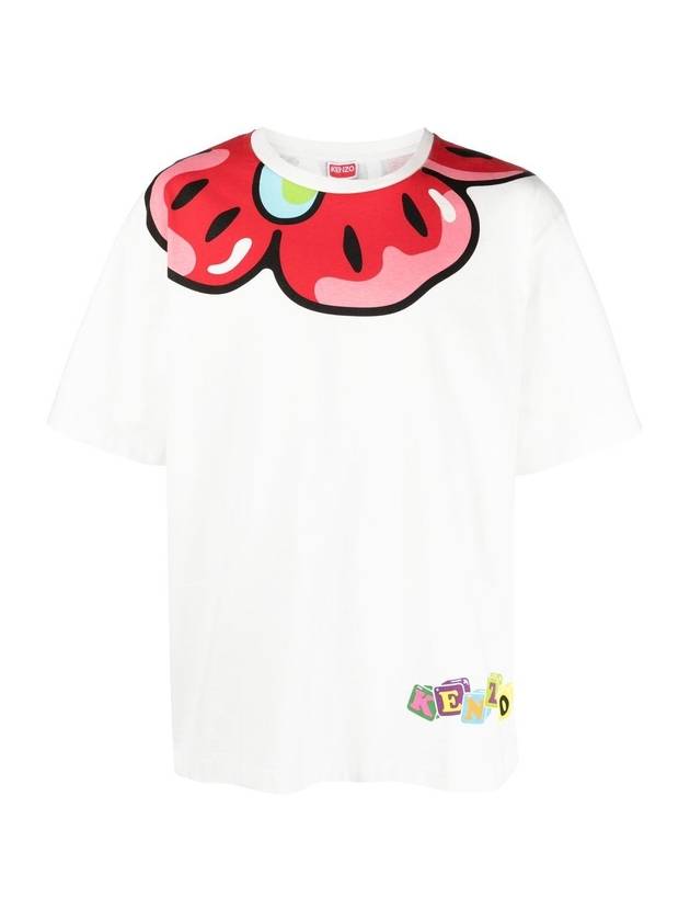 Men's Boke Boy Oversized Cotton Short Sleeve T-Shirt White - KENZO - BALAAN 1