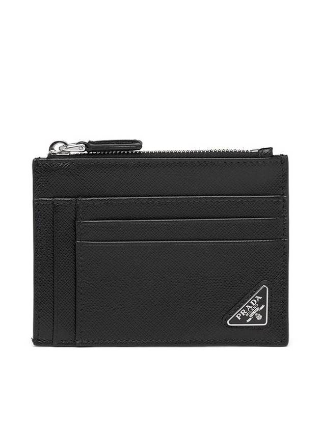 Triangular Logo Saffiano Card Wallet Black - PRADA - BALAAN 2