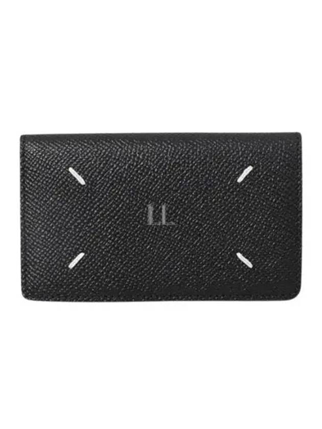 Stitched Leather Card Wallet Black - MAISON MARGIELA - BALAAN 2