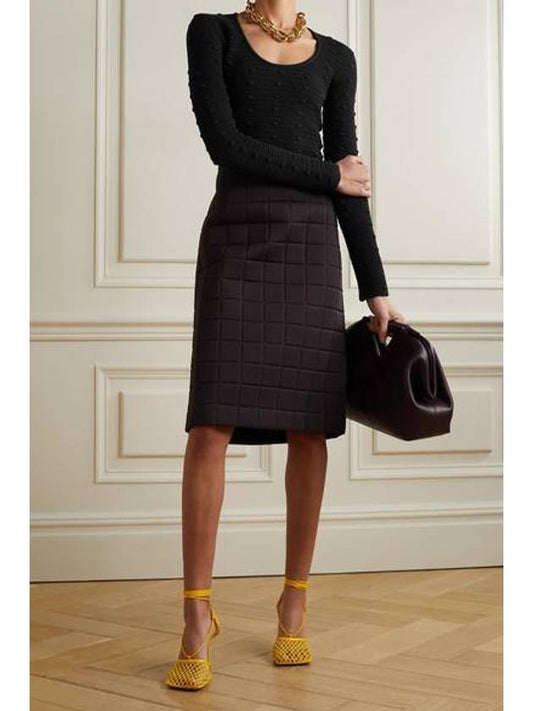 Heavy Technical Gabardine A-Line Skirt Chocolate - BOTTEGA VENETA - BALAAN 2