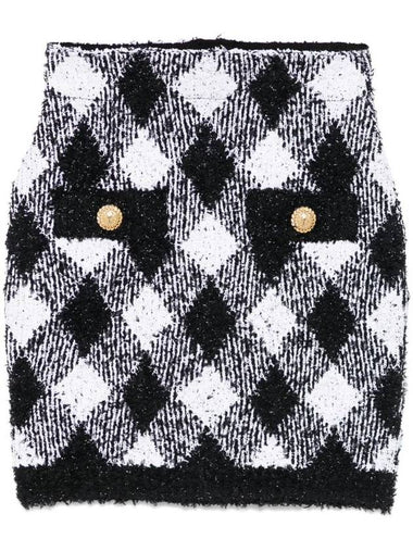 Balmain Checkered Mini Skirt - BALMAIN - BALAAN 1