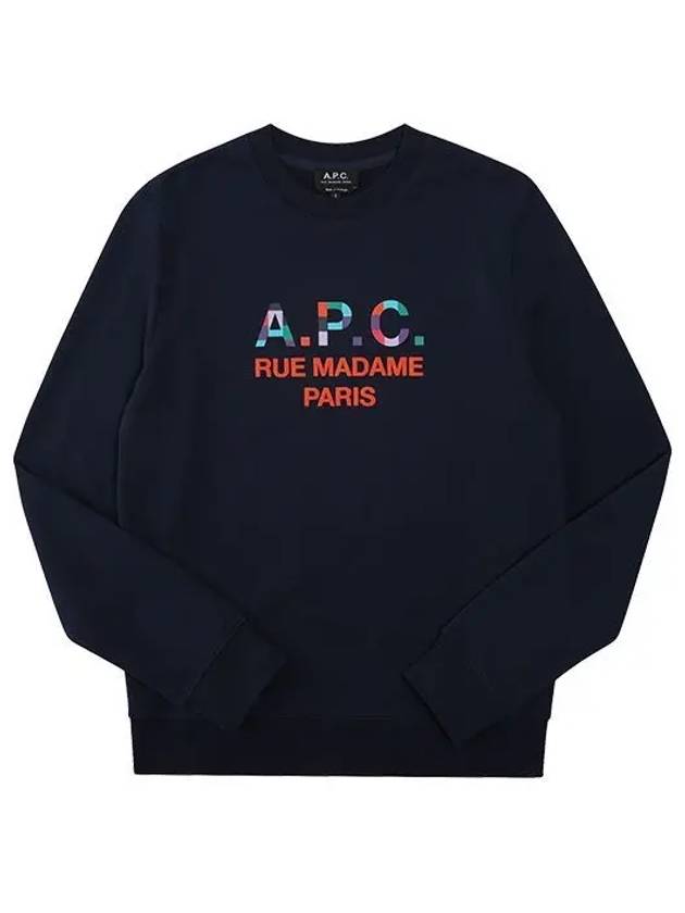 Color Block Logo Sweat Sweatshirt Navy - A.P.C. - BALAAN 2