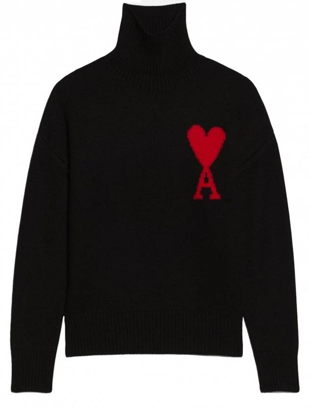 Intarsia Heart Logo Turtleneck Black - AMI - BALAAN 2