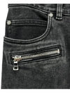 Men's Zipper Rib Slim Fit Biker Jeans Black - BALMAIN - BALAAN 5