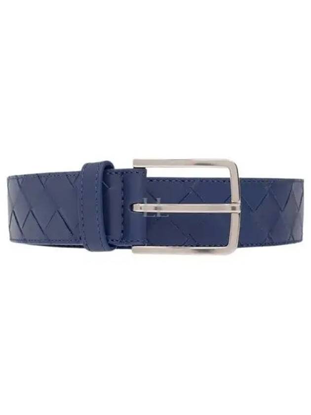 Intrecciato Leather Belt Blue - BOTTEGA VENETA - BALAAN 2