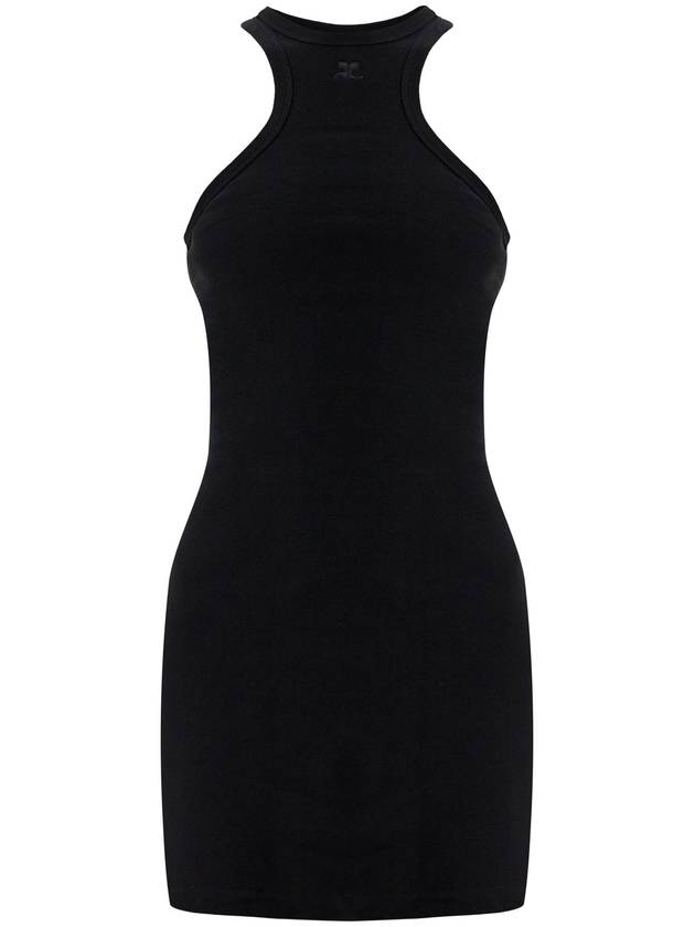 black cotton mini dress with high neck and sleeveless design - COURREGES - BALAAN 1