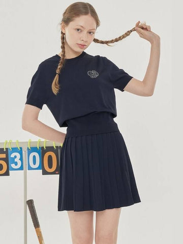 SUMMER SHORT SLEEVE PLEATED SKIRT SET-UP Navy - PLAYBOO - BALAAN 1