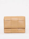 Intrecciato Tri-Fold Zip Half Wallet Almond - BOTTEGA VENETA - BALAAN 2