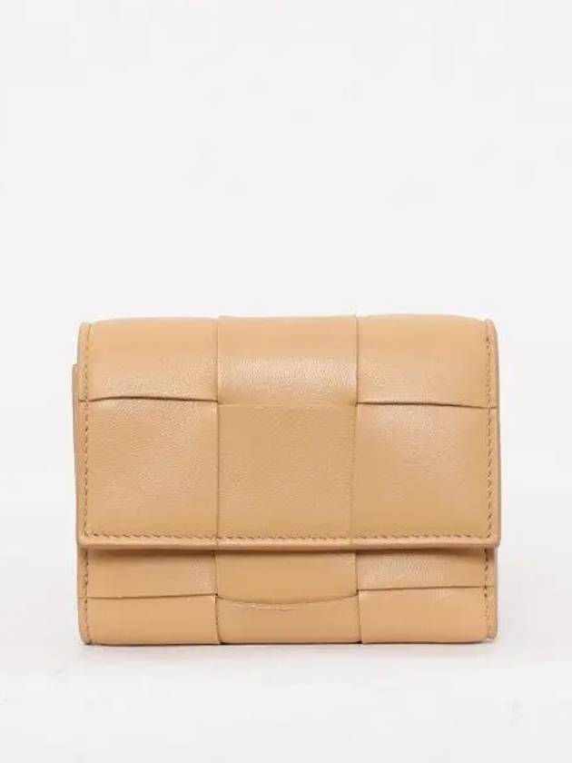 Intrecciato Tri-Fold Zip Half Wallet Almond - BOTTEGA VENETA - BALAAN 2