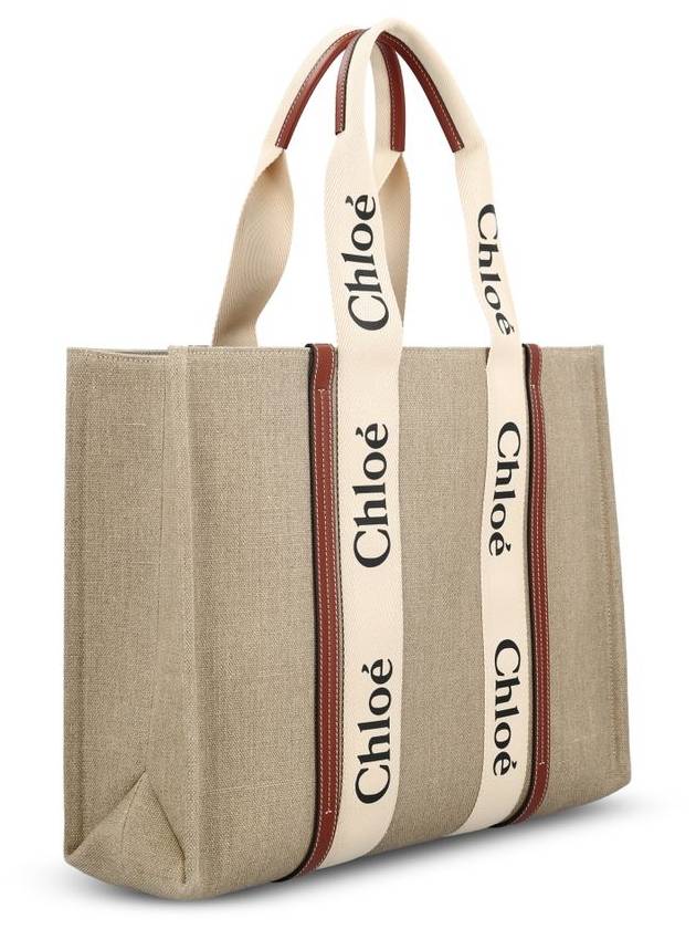 Woody Large Tote Bag White Brown Beige - CHLOE - BALAAN 4