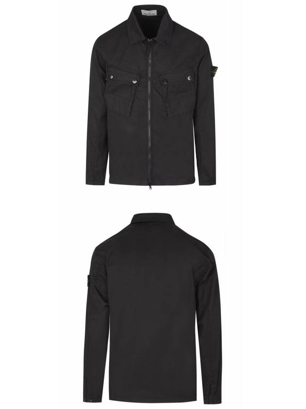 Men's Wappen Patch Two-Pocket Overshirt Zip-Up Jacket Black - STONE ISLAND - BALAAN 5