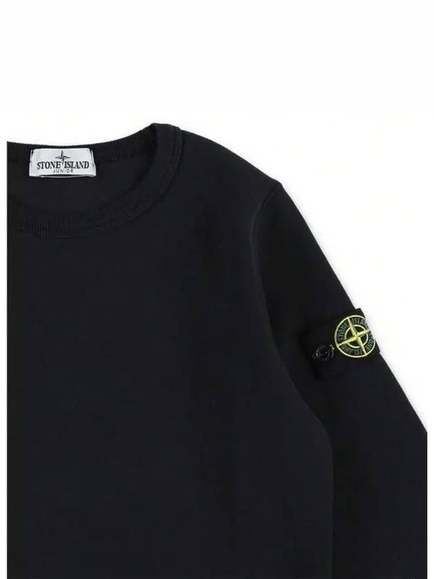 Kids Wappen Patch Organic Cotton Fleece Sweatshirt Black - STONE ISLAND - BALAAN 4