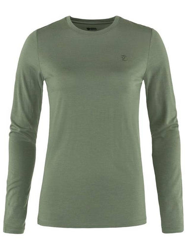 Women's Abisko Wool Long Sleeve T-Shirt Patina Green - FJALL RAVEN - BALAAN 1