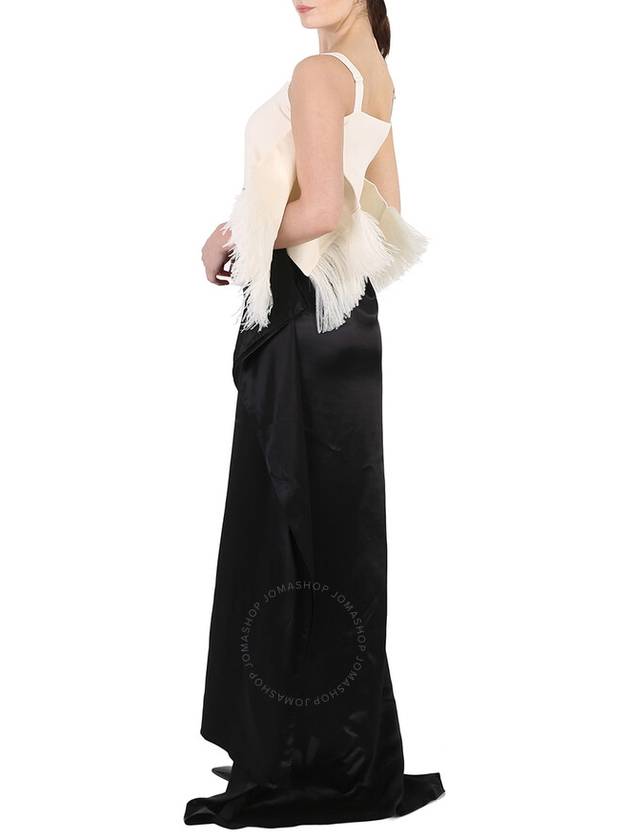 Burberry Crepe And Silk Satin Gown With Feather Trim, Brand Size 4 (US Size 2) - BURBERRY - BALAAN 3