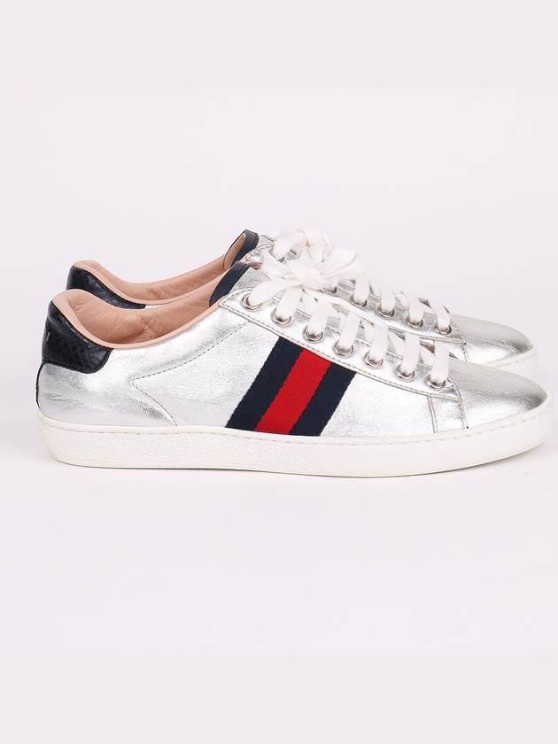 Metallic Silver Three Stripes 36 Women s Sneakers 387993 - GUCCI - BALAAN 6