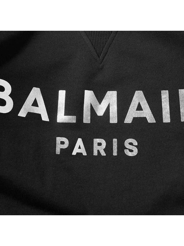 Paris Silver Logo Print Sweatshirt Black - BALMAIN - BALAAN 4