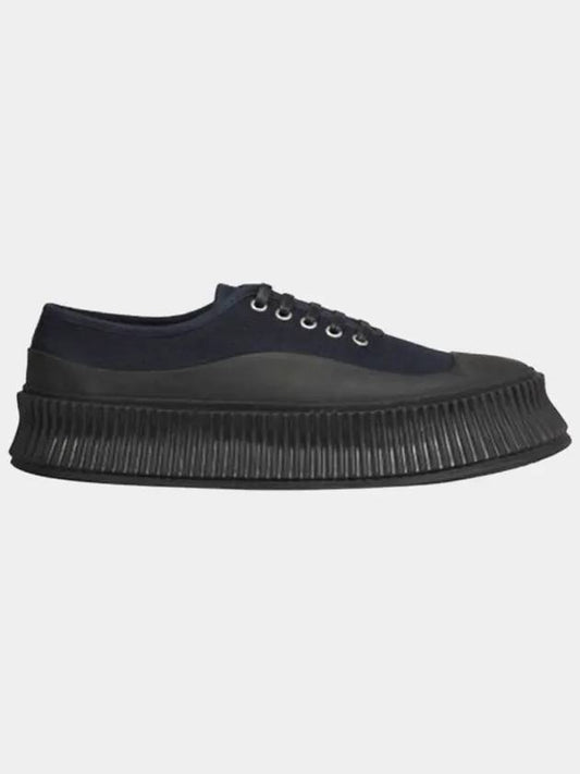 Lace-up Canvas Low Top Sneakers Navy - JIL SANDER - BALAAN 2