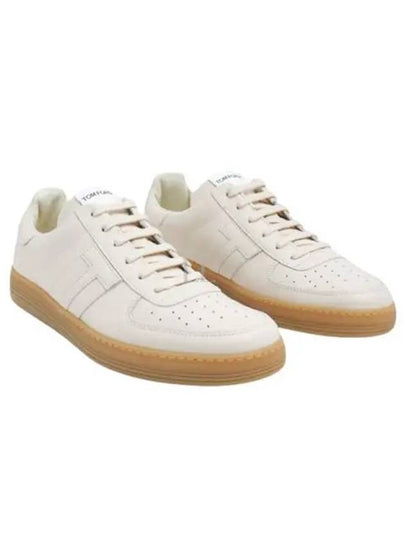 Logo Leather Low-Top Sneakers White - TOM FORD - BALAAN 2