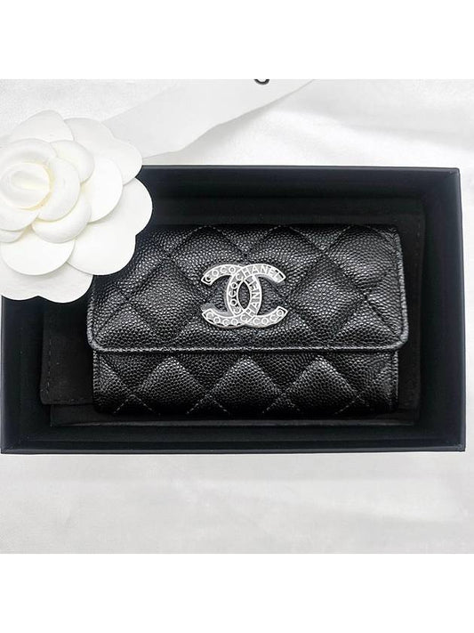 CC logo classic caviar black card wallet AP3831 - CHANEL - BALAAN 2