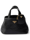 Small Quilted Leather Tote Bag Black - PRADA - BALAAN 1