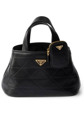 Small Quilted Leather Tote Bag Black - PRADA - BALAAN 1