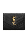 Matelasse Monogram Quilting Flap Half Wallet Black - SAINT LAURENT - BALAAN 3