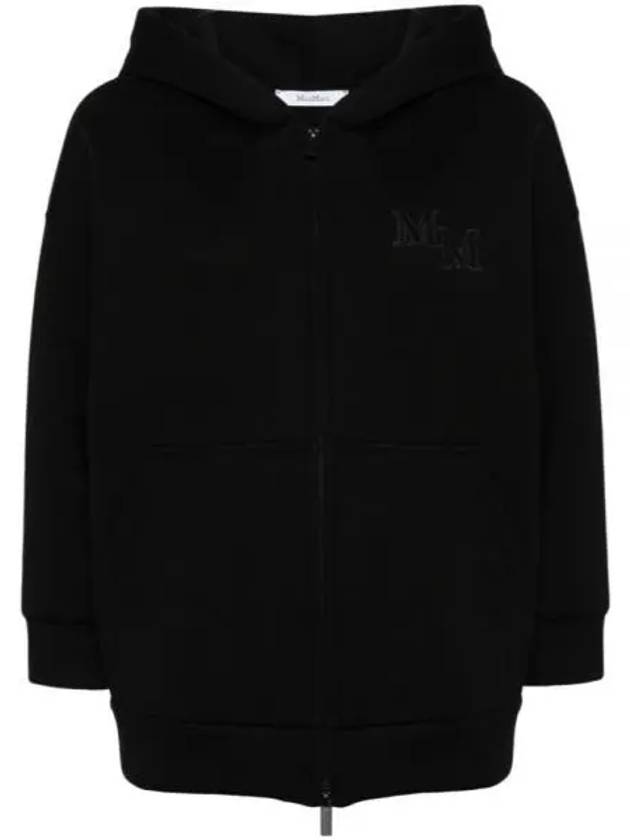 Obbia M Monogram Embroidery Detail Zip Up Hoodie Black - MAX MARA - BALAAN 2