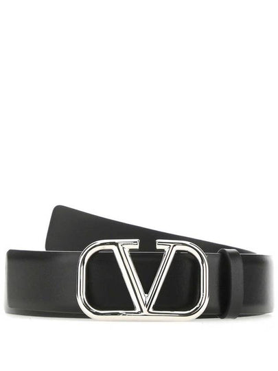 V Logo Signature Leather Belt Black - VALENTINO - BALAAN 2