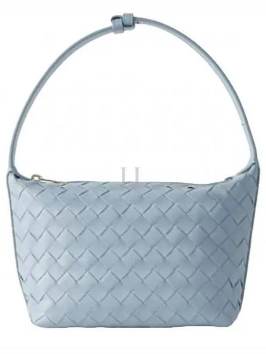 Intrecciato Small Leather Shoulder Bag Light Blue - BOTTEGA VENETA - BALAAN 2