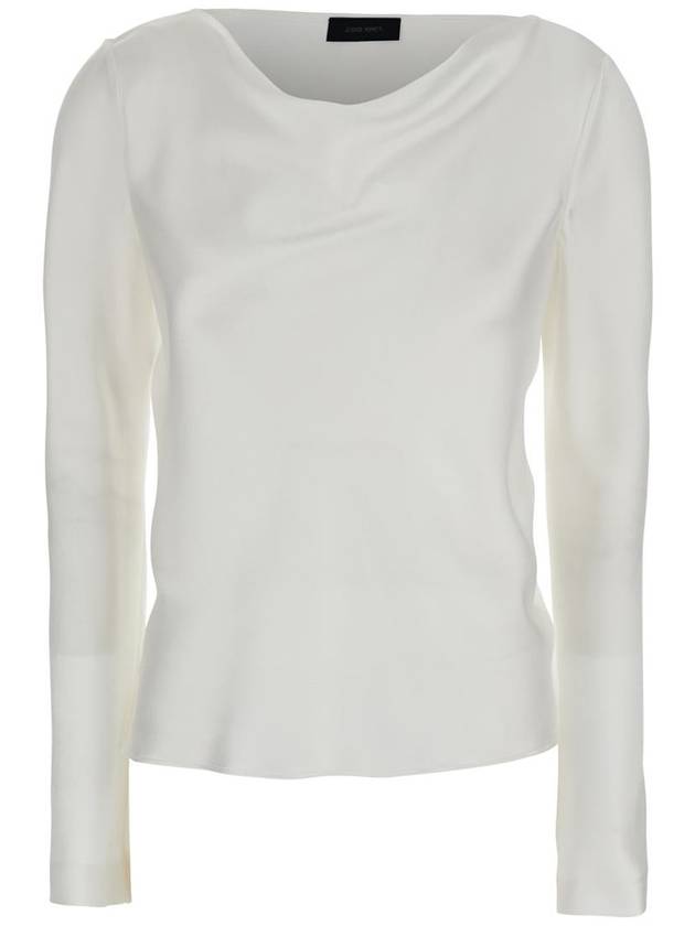 White Blouse With Draped Neck In Satin Woman - ALBERTA FERRETTI - BALAAN 1