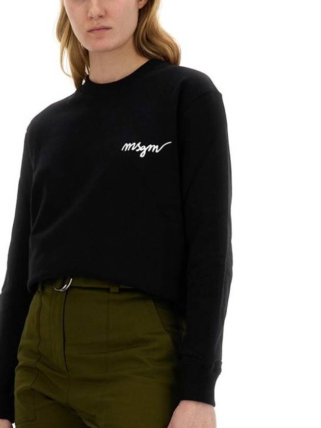 Embroidered Logo Cotton Sweatshirt Black - MSGM - BALAAN 5