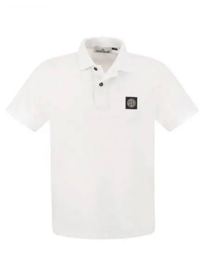 Pique Stretch Cotton Short Sleeve Polo Shirt White - STONE ISLAND - BALAAN 2