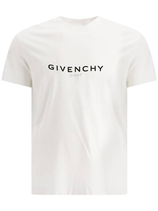 Men's Reverse Logo Round Slim Short Sleeve T-Shirt White - GIVENCHY - BALAAN 1