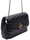 Gold Hardware Kira Chevron Chain Shoulder Bag Black - TORY BURCH - BALAAN 4