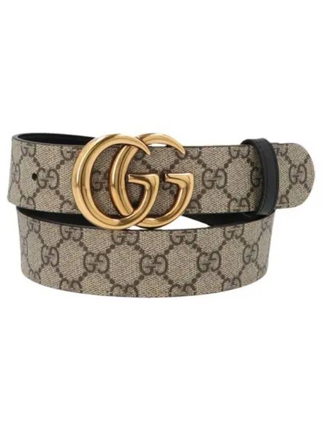 GG Marmont Reversible Leather Belt Beige Black - GUCCI - BALAAN 2