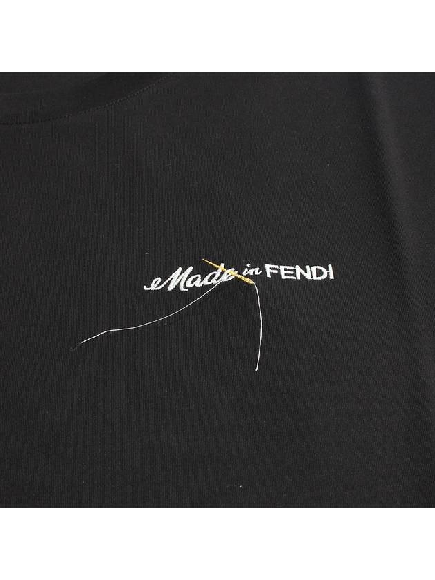 Logo Embroidery Short Sleeve T-Shirt Black - FENDI - BALAAN 4